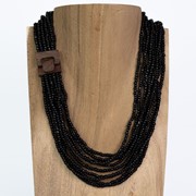 Bali Glass Bead Mini Wood Buckle Necklace 40363 View 2