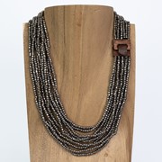 Bali Glass Bead Mini Wood Buckle Necklace 40363 View 4